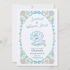 Seashells Wedding Bells Whimsical Bachelorette Kaart