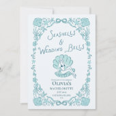 Seashells Wedding Bells Whimsical Bachelorette  Kaart (Voorkant)