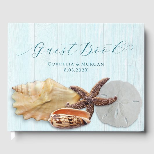Seashells Wedding gepersonaliseerde gastenboek hou (Voorkant)