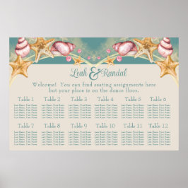 Seashells Wedding Seating Chart Poster