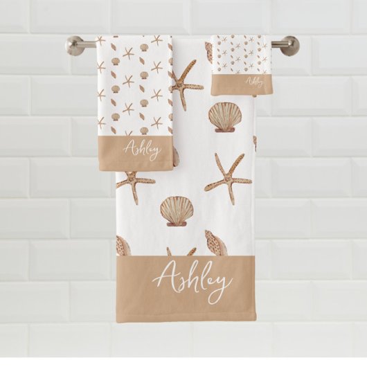 Seashells White Bad Handdoek