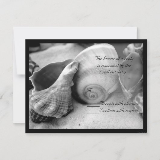Seashells White Sand BW RSVP Kaartje (Voorkant)