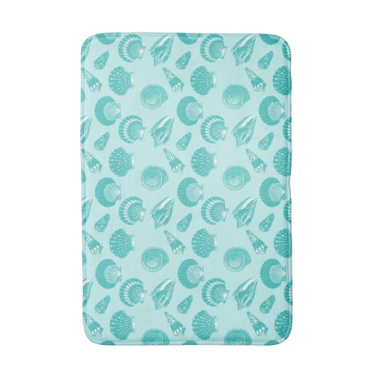 Seashells - zachte aqua en wit badmat (Voorkant Verticaal)