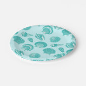 Seashells - zachte aqua en wit papieren bordje (Gekanteld)