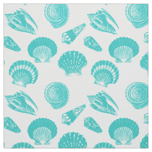 Seashells - zachte aqua en wit stof