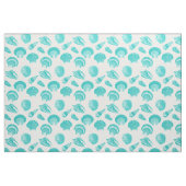 Seashells - zachte aqua en wit stof (Fat Quarter)