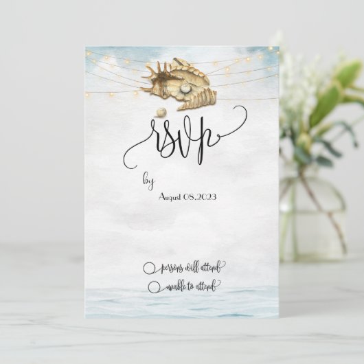 Seashells, Zee, het Manuscript RSVP van de Lichten Kaart (Staand voorkant)