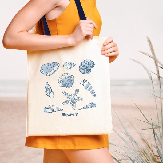 Seashells & zee star - gepersonaliseerd tote bag
