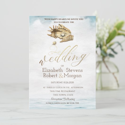 Seashells, Zee, String Lichten Kaart (Staand voorkant)