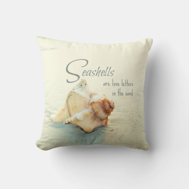 Seashells zijn Love Letters Quote Pillow Kussen (Voorkant)