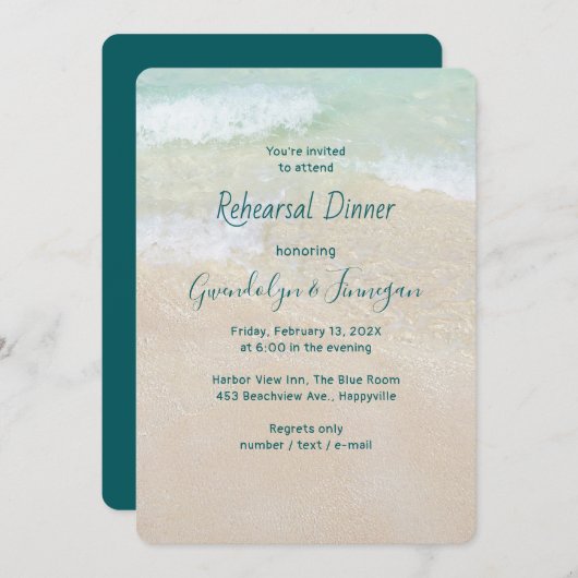 Seashore Background Rehearings Dinner Invitation Kaart (Voorkant / Achterkant)