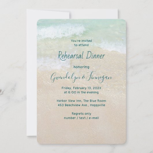 Seashore Background Rehearings Dinner Invitation Kaart (Voorkant)