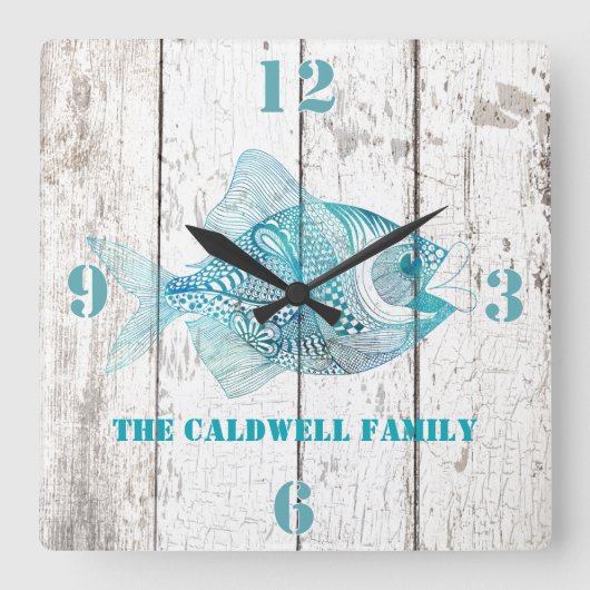 Seashore Beach House Wood Kijk naar de muur Vierkante Klok (Voorkant)