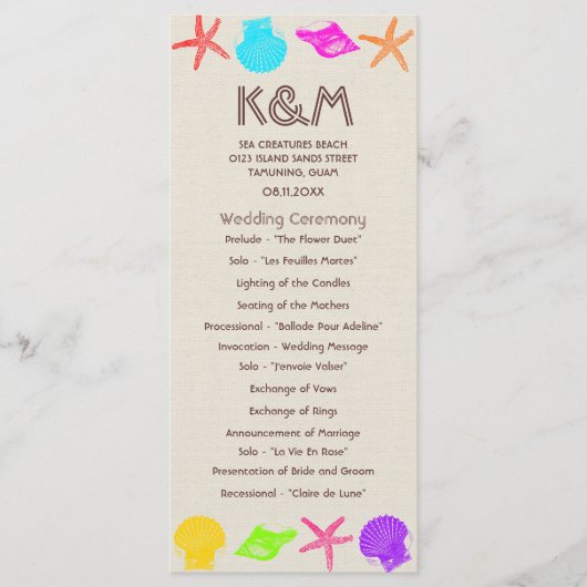 Seashore Beach Wedding Programma's (Voorkant)