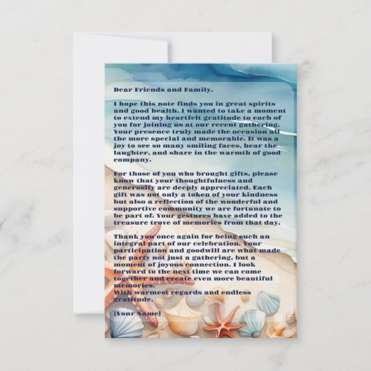 Seashore Bliss Beach Party Bedankkaart (Voorkant)