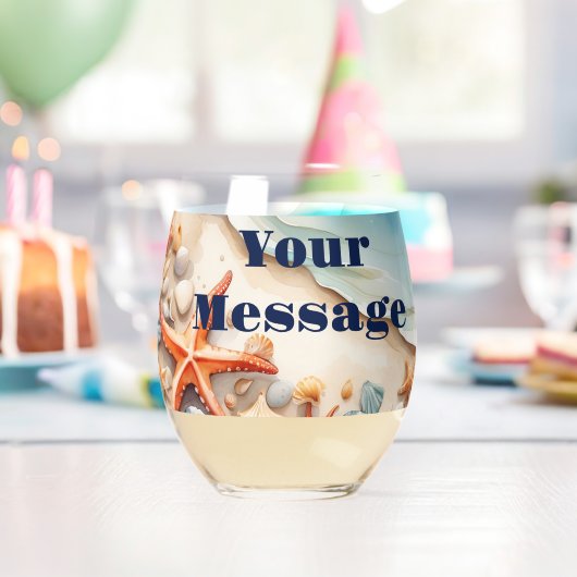 Seashore Bliss Beach Party Wijnglas Zonder Voet (Insitu (Verjaardag))