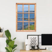 Seashore / Coastal Window Uitzicht Trompe L'oeil Poster (Thuiskantoor)