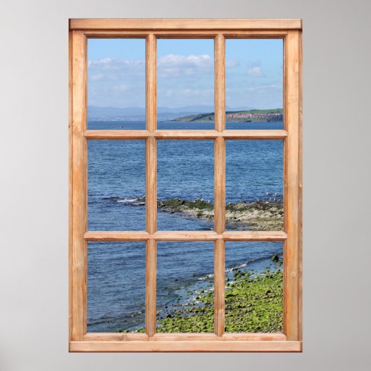 Seashore / Coastal Window Uitzicht Trompe L'oeil Poster (Voorkant)