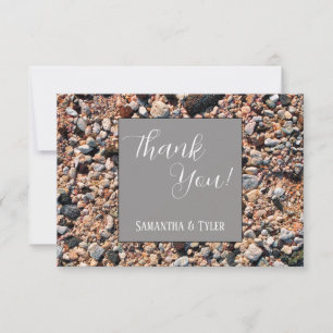Seashore Coral Sand & Shells, Modern Beach Wedding Bedankkaart