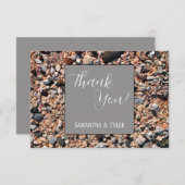 Seashore Coral Sand & Shells, Modern Beach Wedding Bedankkaart (Voorkant / Achterkant)