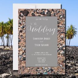 Seashore Coral Sand & Shells, Modern Beach Wedding Kaart