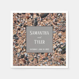 Seashore Coral Sand & Shells, Modern Beach Wedding Servet