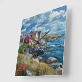 Seashore Cottage Wall Clock Vierkante Klok (Hoek)