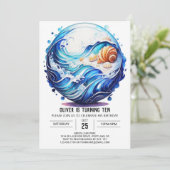 Seashore Deep Blue Kids Verjaardag Kaart (Staand voorkant)