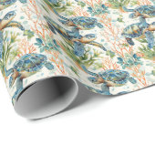 Seashore Elegance: Turtle Decoupage Graphic Cadeaupapier (Rol Hoek)
