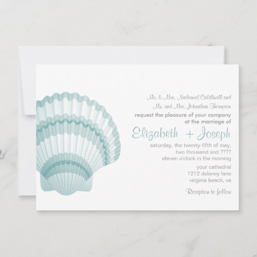 Seashore Elegance Wedding Invitation Kaart (Voorkant)