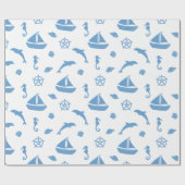 Seashore en Nautical Cadeaupapier (Vlak)