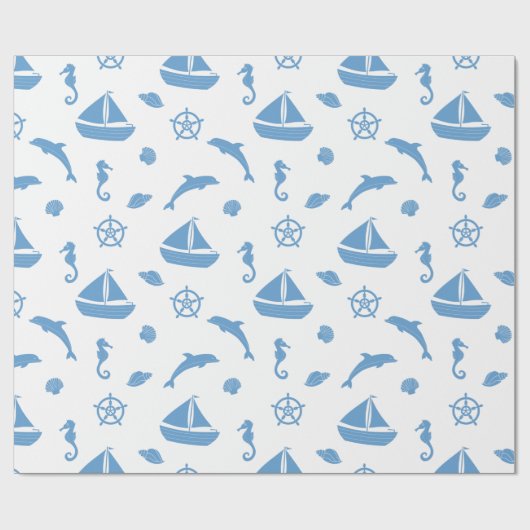 Seashore en Nautical Cadeaupapier (Vlak)