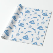 Seashore en Nautical Cadeaupapier (Uitgerold)