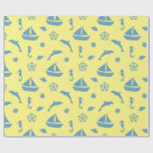 Seashore en Nautical Cadeaupapier (Vlak)