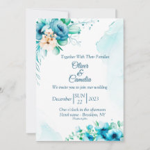 SeaShore Floral and waterverf Wedding Invitation