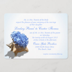Seashore Hydrangea Blue Wedding Kaart
