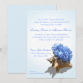 Seashore Hydrangea en Shell Wedding Kaart (Voorkant / Achterkant)