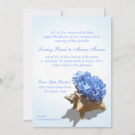 Seashore Hydrangea en Shell Wedding Kaart