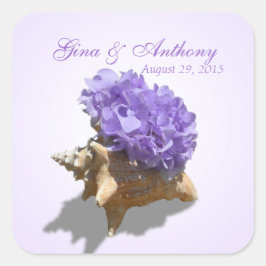 Seashore Hydrangea Paars Vierkante Sticker