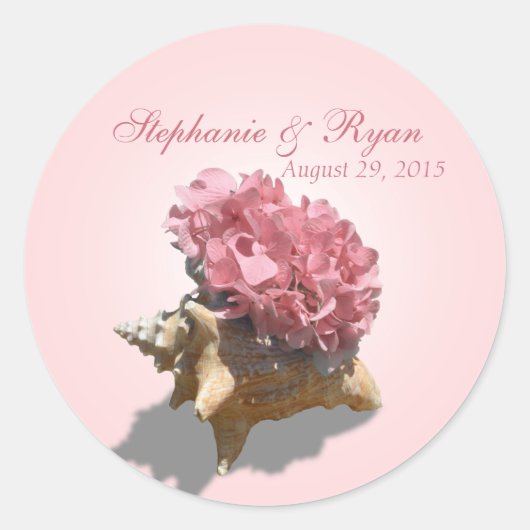 Seashore Hydrangea Pink Ronde Sticker (Voorkant)