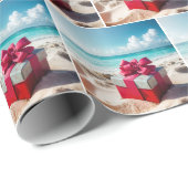 Seashore kerstcadeau op strand zand cadeaupapier (Rol Hoek)