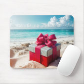 Seashore kerstcadeau op strand zand muismat (Met muis)