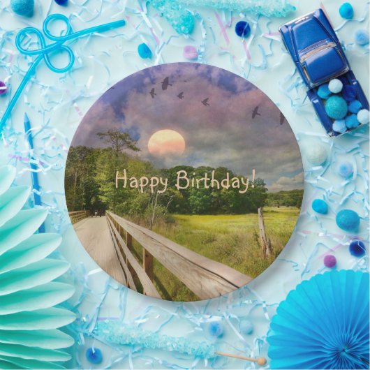 Seashore Marsh Sunset Papieren Bordje (Feest)