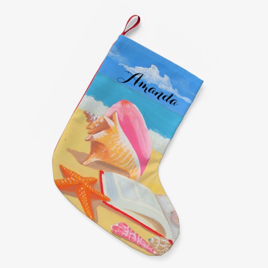 Seashore Personalized Stocking Kleine Kerstsok (Voorkant (Hangend))