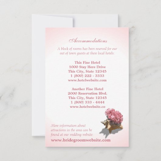 Seashore Roze Hortensia Huwelijk Interary Kaart (Achterkant)