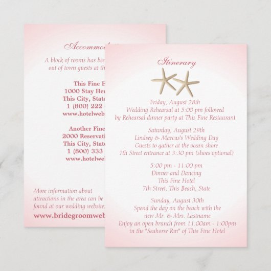 Seashore Roze Hortensia Huwelijk Interary Kaart (Voorkant / Achterkant)