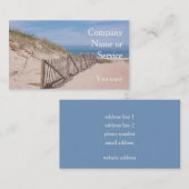 Seashore scène met strandhek en zandduin visitekaartje (Voorkant / Achterkant)