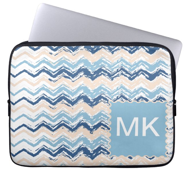 Seashore Scribble ZigZag Laptop Sleeve (Voorkant)