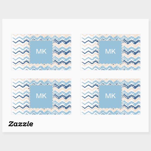 Seashore Scribble ZigZag Rechthoekige Sticker (Vel)
