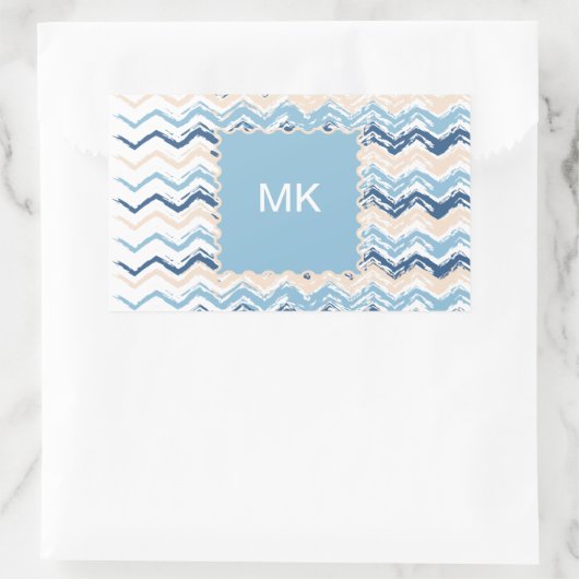 Seashore Scribble ZigZag Rechthoekige Sticker (Tas)